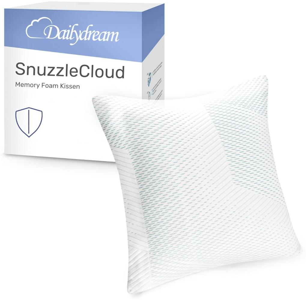 Dailydream Memory Foam Kissen, ergonomisches Nackenstützkissen mit Anti-Virus Bezug, 40x40x16 cm, Weiß Bild 1