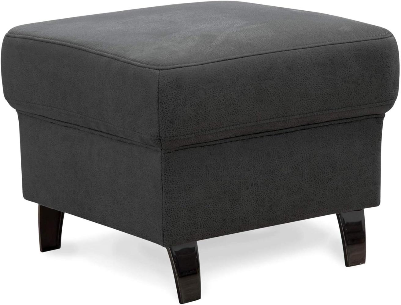 Cavadore Hocker Ammerland, Polsterhocker, Fußbank für Wohnzimmer passend zur Wohnlandschaft Ammerland, 58 x 48 x 58, lederoptik dunkelgrau Bild 1