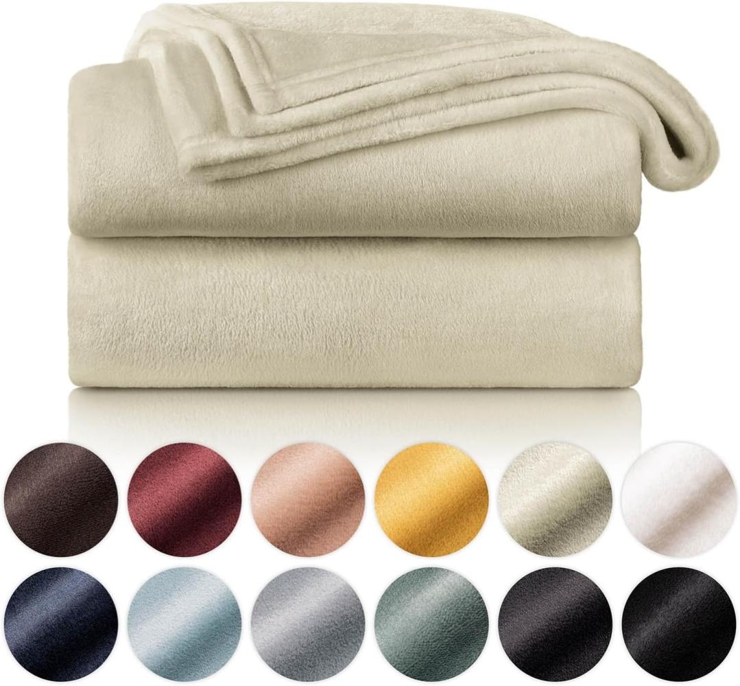 Blumtal Kuscheldecke aus Fleece - hochwertige Decke, Oeko-TEX® Zertifiziert in 220 x 240 cm, Kuscheldecke flauschig als Sofadecke, Tagesdecke oder Winterdecke, Sand - beige Bild 1