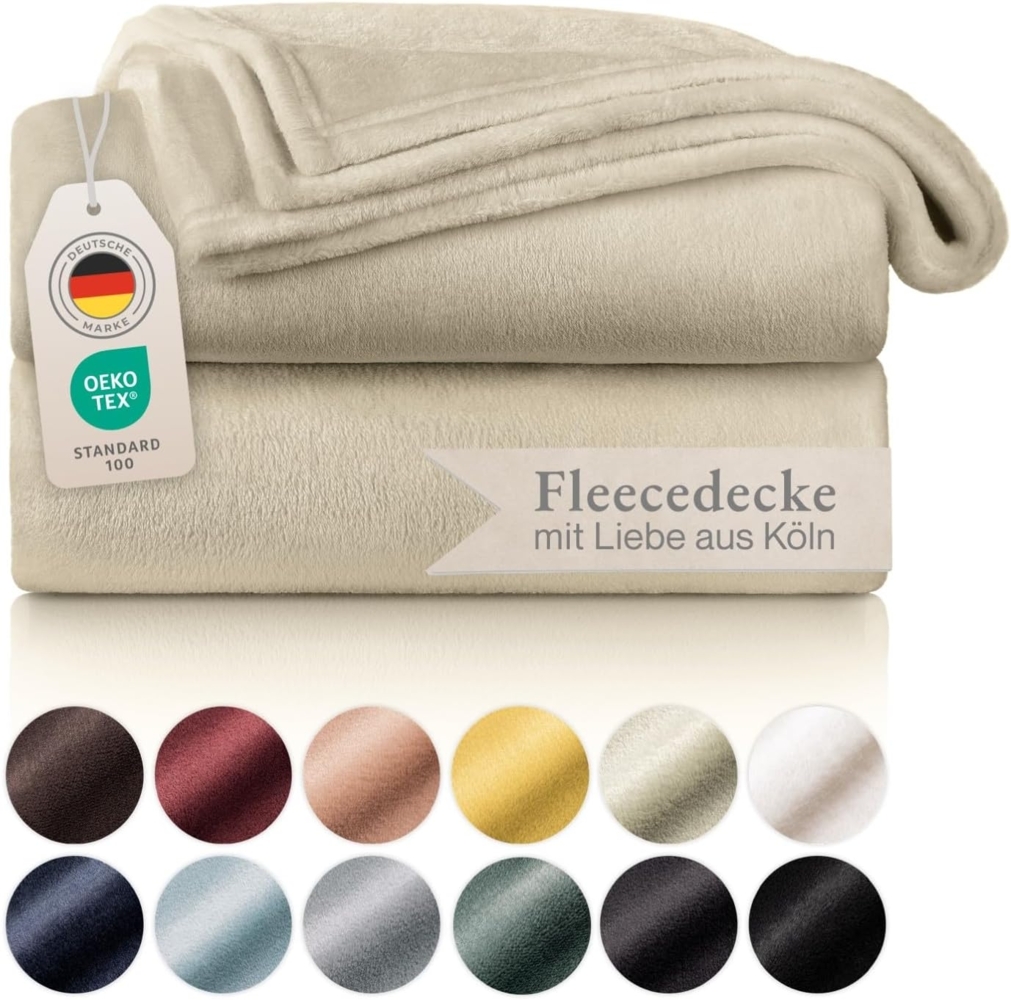 Blumtal Kuscheldecke aus Fleece - hochwertige Decke, Oeko-TEX® Zertifiziert in 220x240 cm, Kuscheldecke flauschig als Sofadecke, Tagesdecke oder Winterdecke, Sand - beige Bild 1