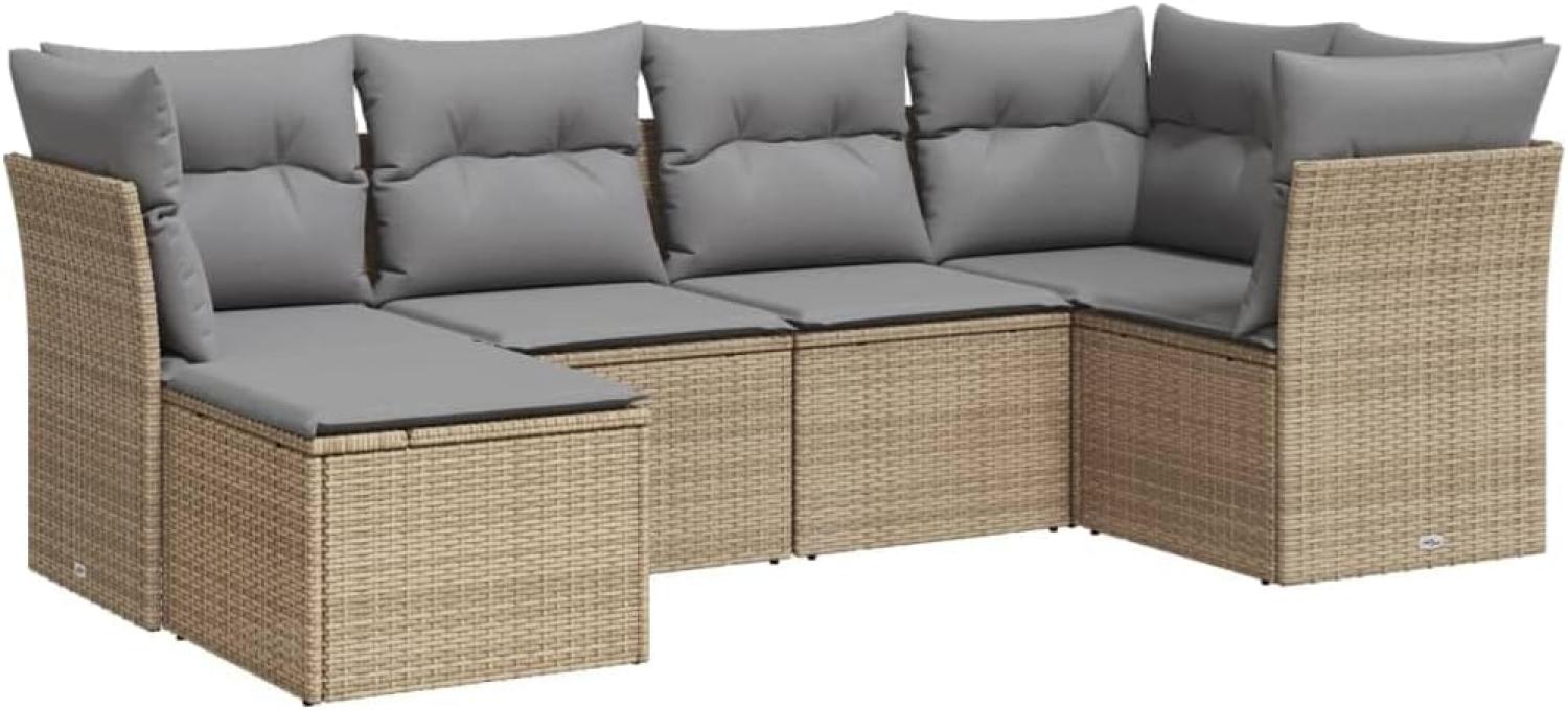 vidaXL 6-tlg. Garten-Sofagarnitur mit Kissen Beige Poly Rattan 3249788 Bild 1