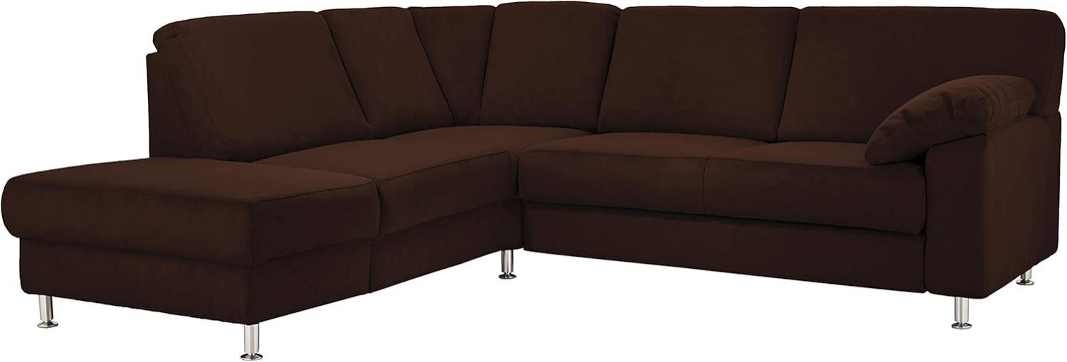 Cavadore Ecksofa Belfast mit Ottomane links / Polsterecke mit Federkern / 243 x 88 x 218 / Mikrofaser Braun Bild 1