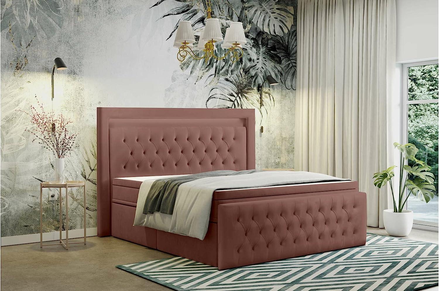 Stylefy 'Cezarro' Boxspringbett, Velours Monolith Braun 180x200 Bild 1