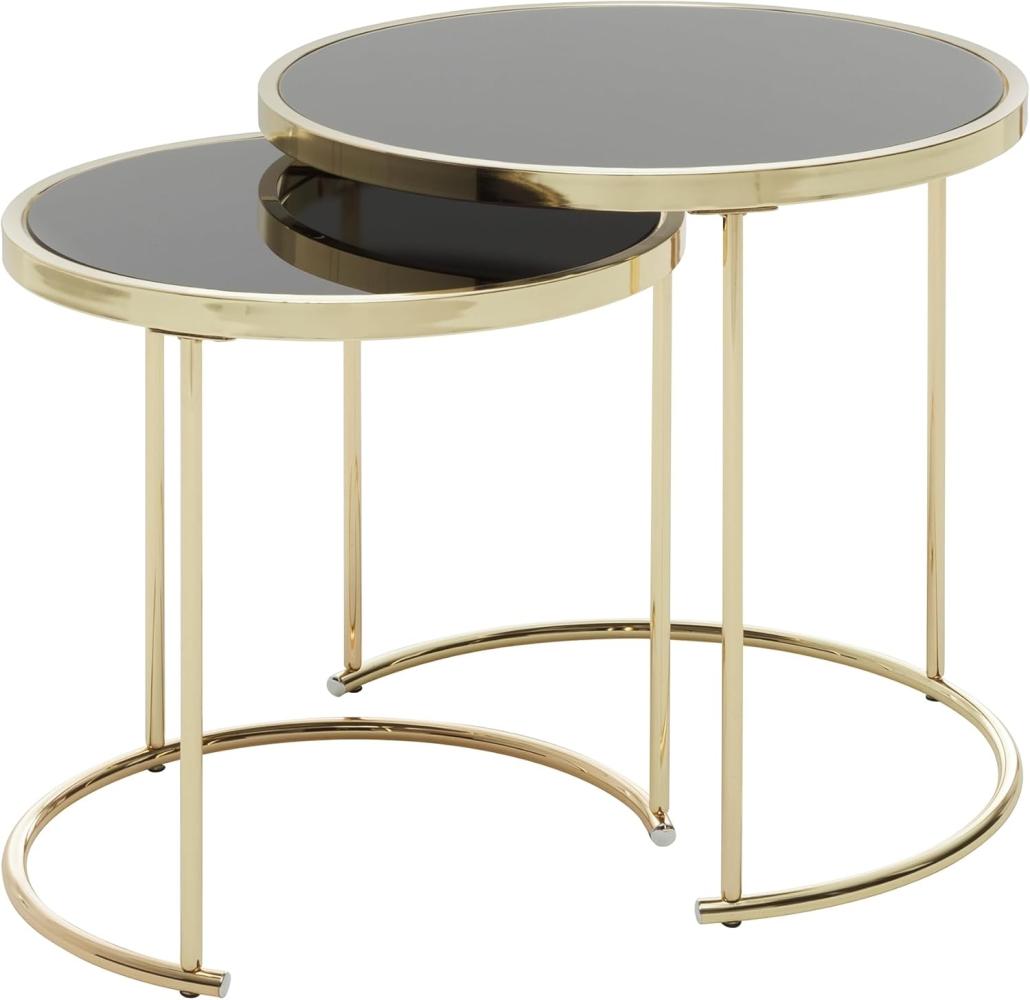 Wohnling Design Satztisch CARO schwarz / Gold Beistelltisch Metall / Glas Bild 1