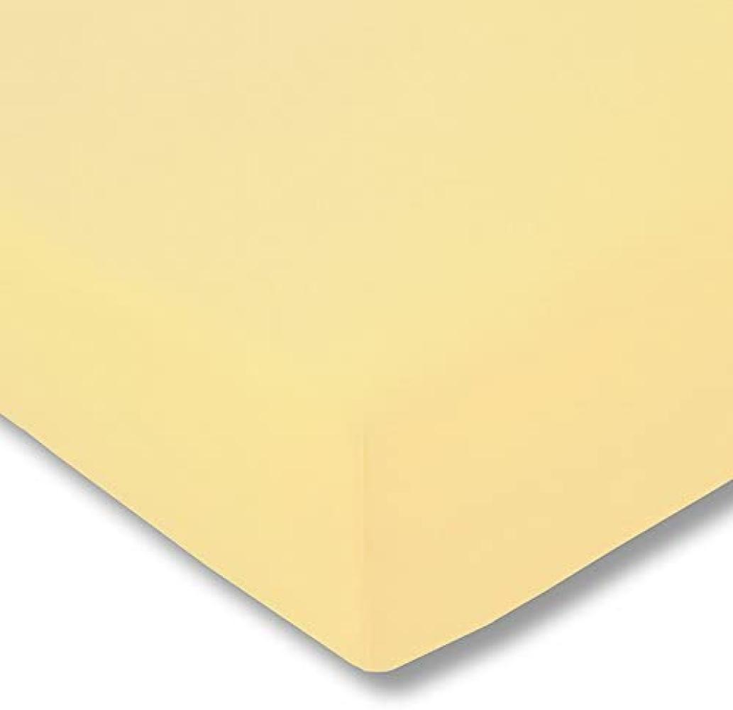 ESTELLA Spannbetttuch Zwirnjersey | quitte | 150x200 cm | passend für Matratzen 140-160 cm (Breite) x 200-220 cm (Länge) | trocknerfest und bügelfrei | 97% Baumwolle 3% Elastan Bild 1