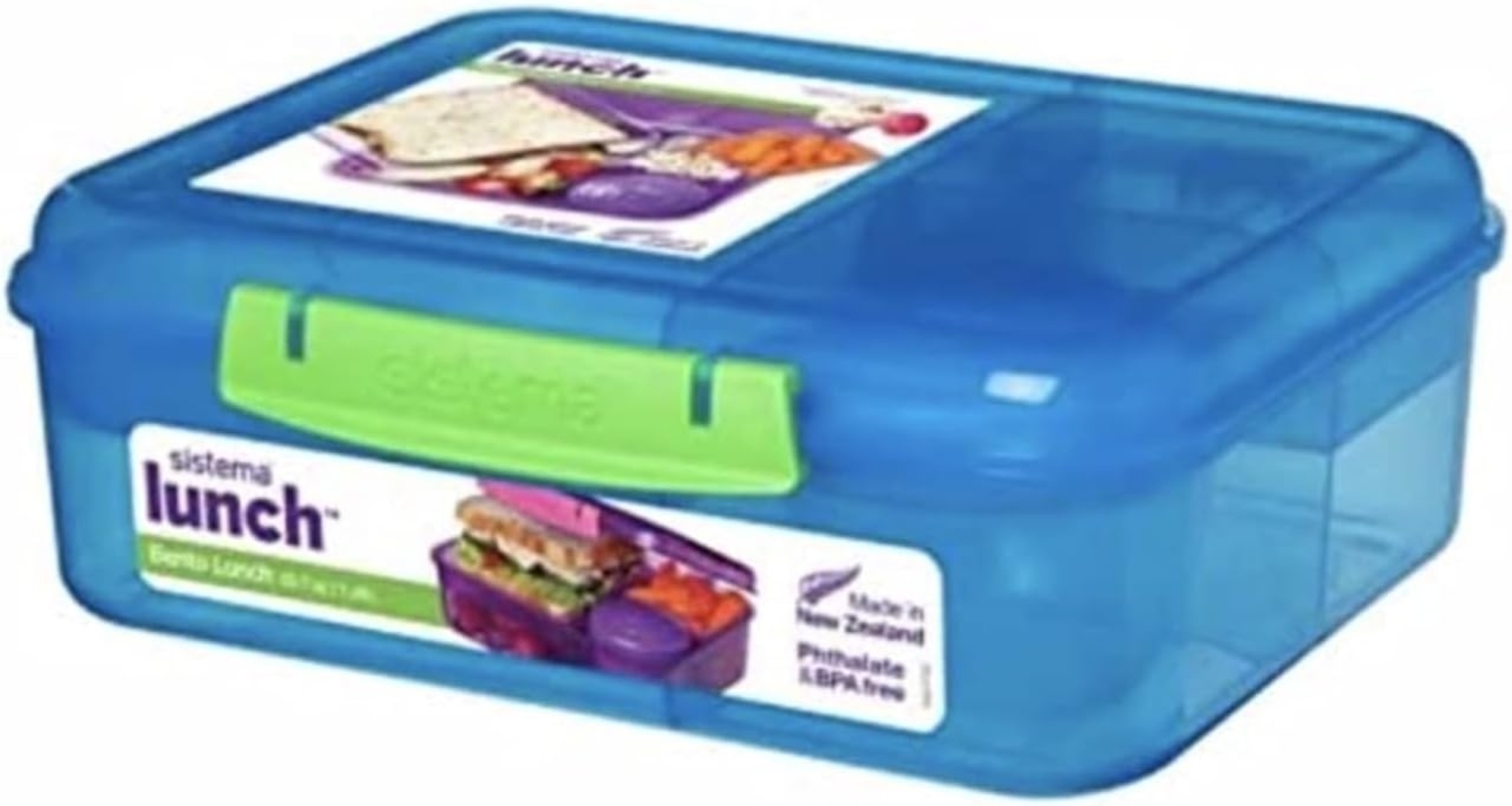 Lunchbox „Bento“ von Sistema - zum Mitnehmen mit Frucht/Joghurt-Becher, 1,65 l, plastik, Mehrfarbig, 18.5 x 21.8 x 7.7 cm Bild 1