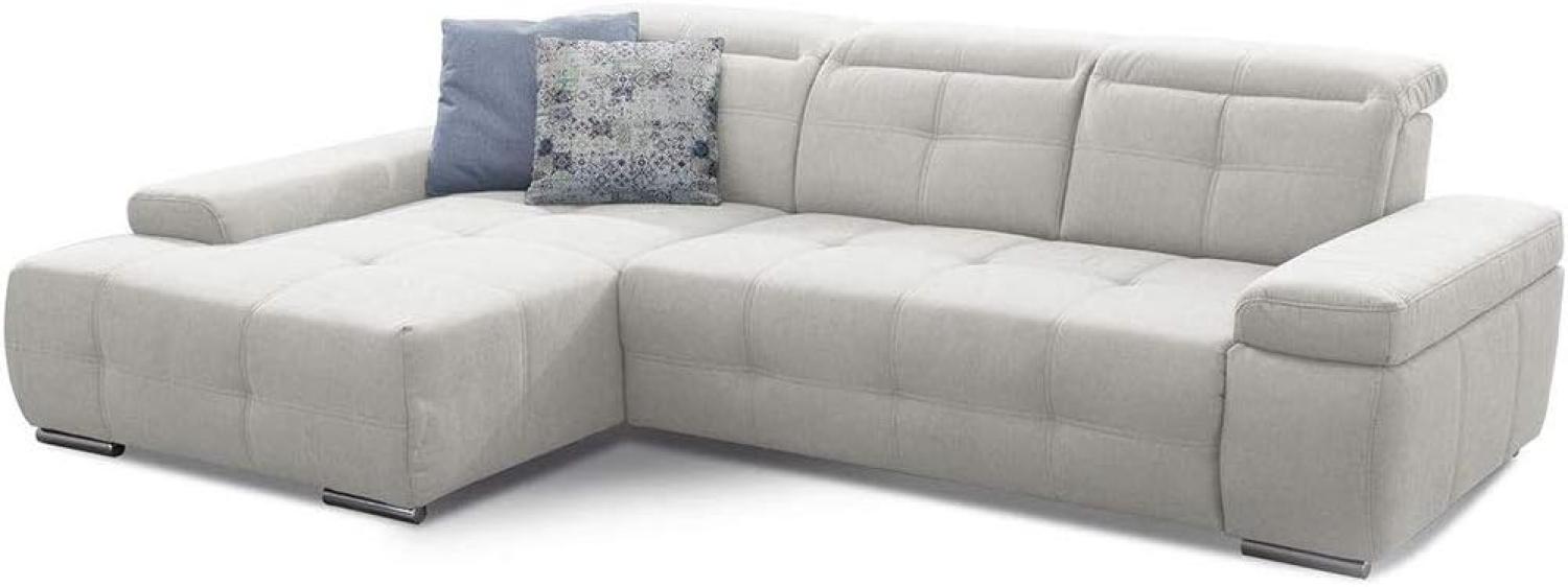 Cavadore Ecksofa Mistrel mit Schlaffunktion, L-Form Sofa mit leichter Fleckentfernung dank Soft Clean, geeignet für Haushalte mit Kindern, Haustieren, 273 x 77 x 173, weiß Bild 1