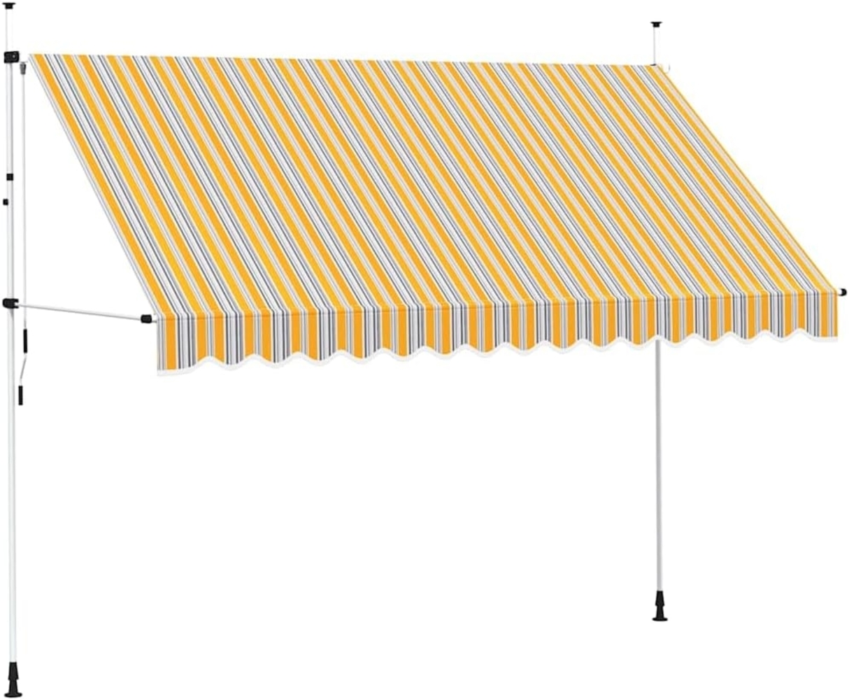 vidaXL Einziehbare Markise Handbetrieben 350 cm Gelb/Blau Gestreift 43229 Bild 1