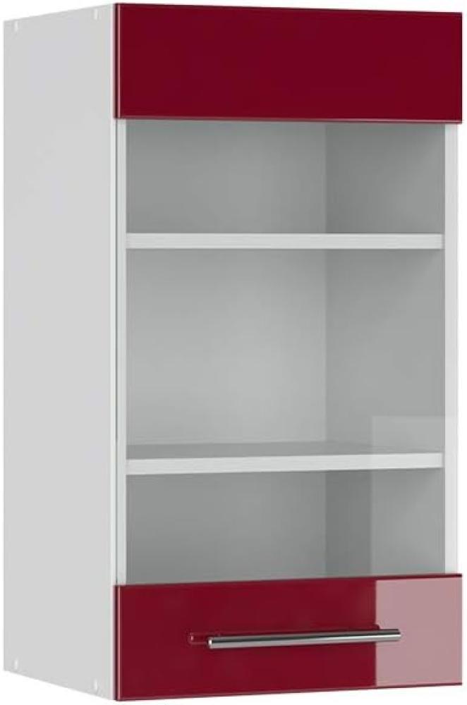 Vicco Küchenschrank Hängeschrank Unterschrank Küchenzeile Hochglanz Fame-Line (Bordeaux Hochglanz, Hängeglasschrank 40 cm) Bild 1