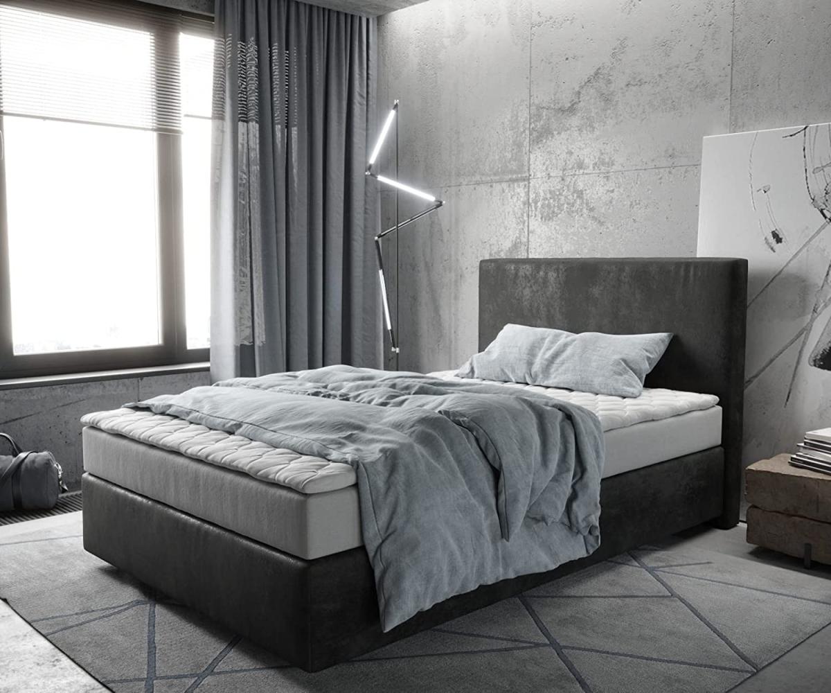 Boxspringbett Dream-Well 120x200 cm Mikrofaser Anthrazit Vintage mit Matratze und Topper Bild 1