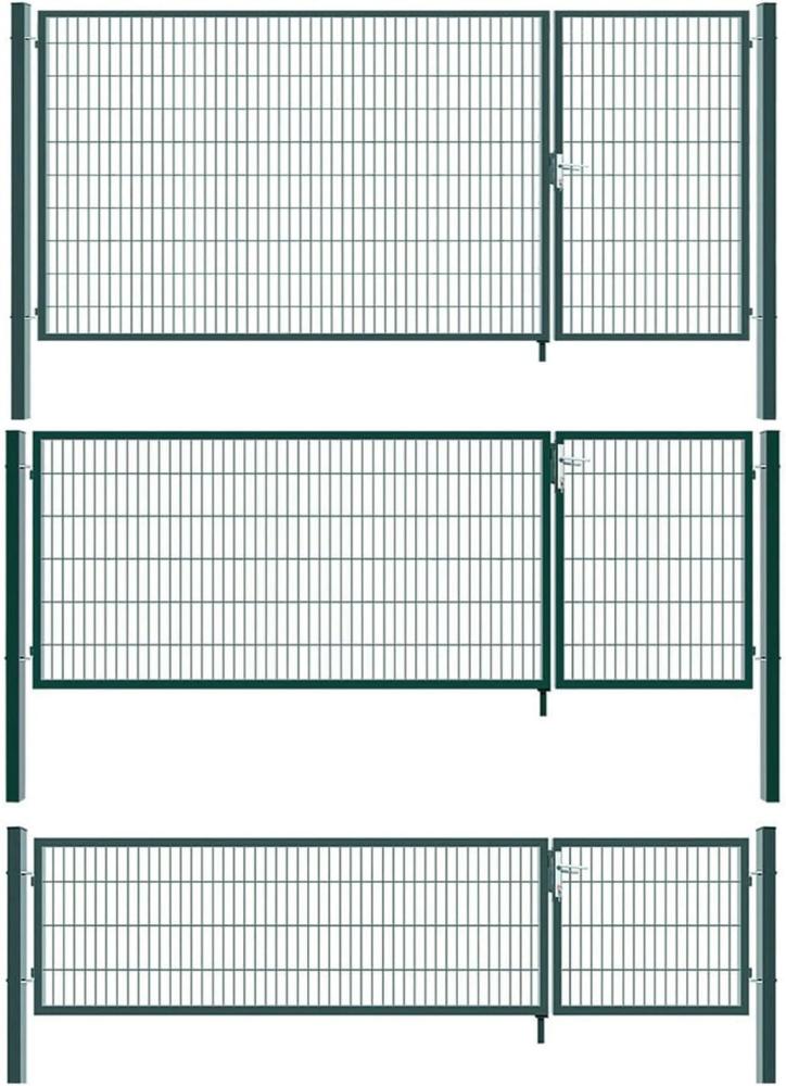 Gartentor Zauntor Einfahrtstor Stabmattenzaun Doppelflügel Grün 3,5 m Breite 1600x3500 mm Bild 1