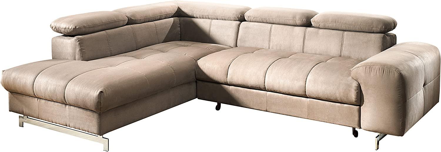 Mivano Ecksofa Chef / L-Sofa mit Schlaffunktion, Bettkasten und verstellbaren Kopfstützen / 262 x 72 x 206 / Mikrofaser Braun Bild 1