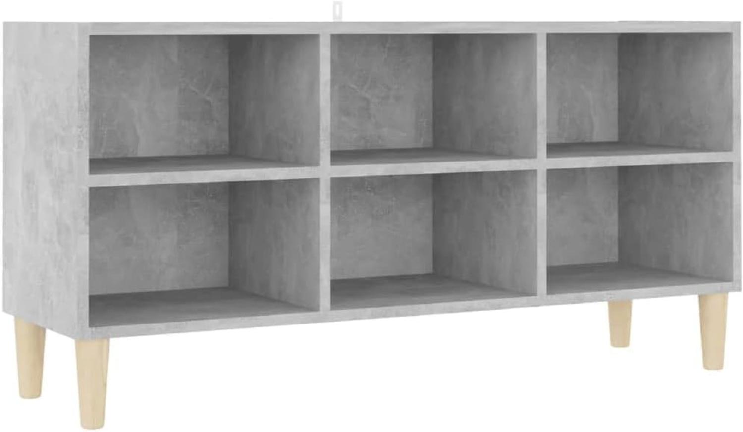 vidaXL TV-Schrank mit Massivholz-Beinen Betongrau 103,5 x 30 x 50 cm Bild 1