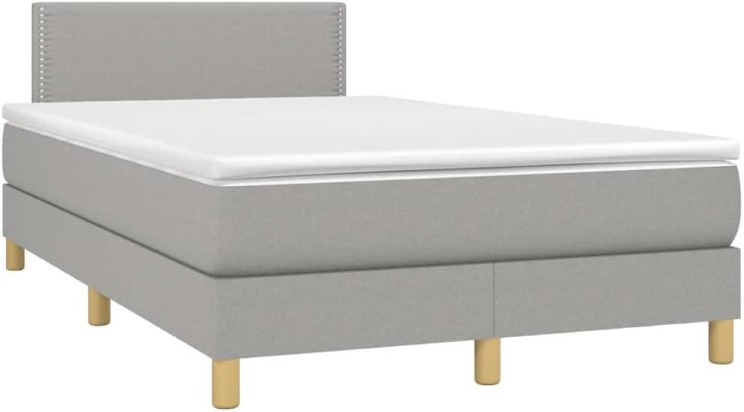 vidaXL Boxspringbett mit Matratze Hellgrau 120x200 cm Stoff, Härtegrad: H2 [3140521] Bild 1