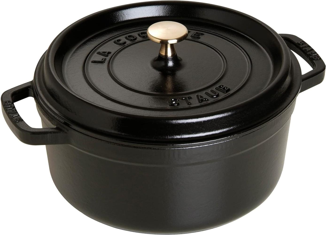 STAUB Gusseisen Bräter/Cocotte, Rund 28 cm, 6,7 L, Aromaregen Funktion, Für alle Herdarten geeignet, Schwarz Bild 1