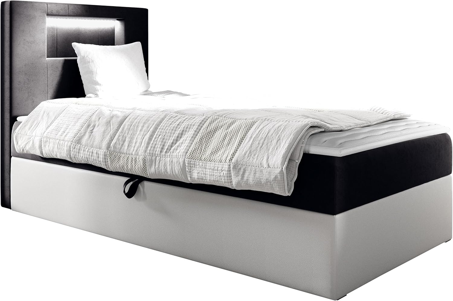 Boxspringbett 'Gladino Junior 1' schwarz 80x200 cm Links Bild 1