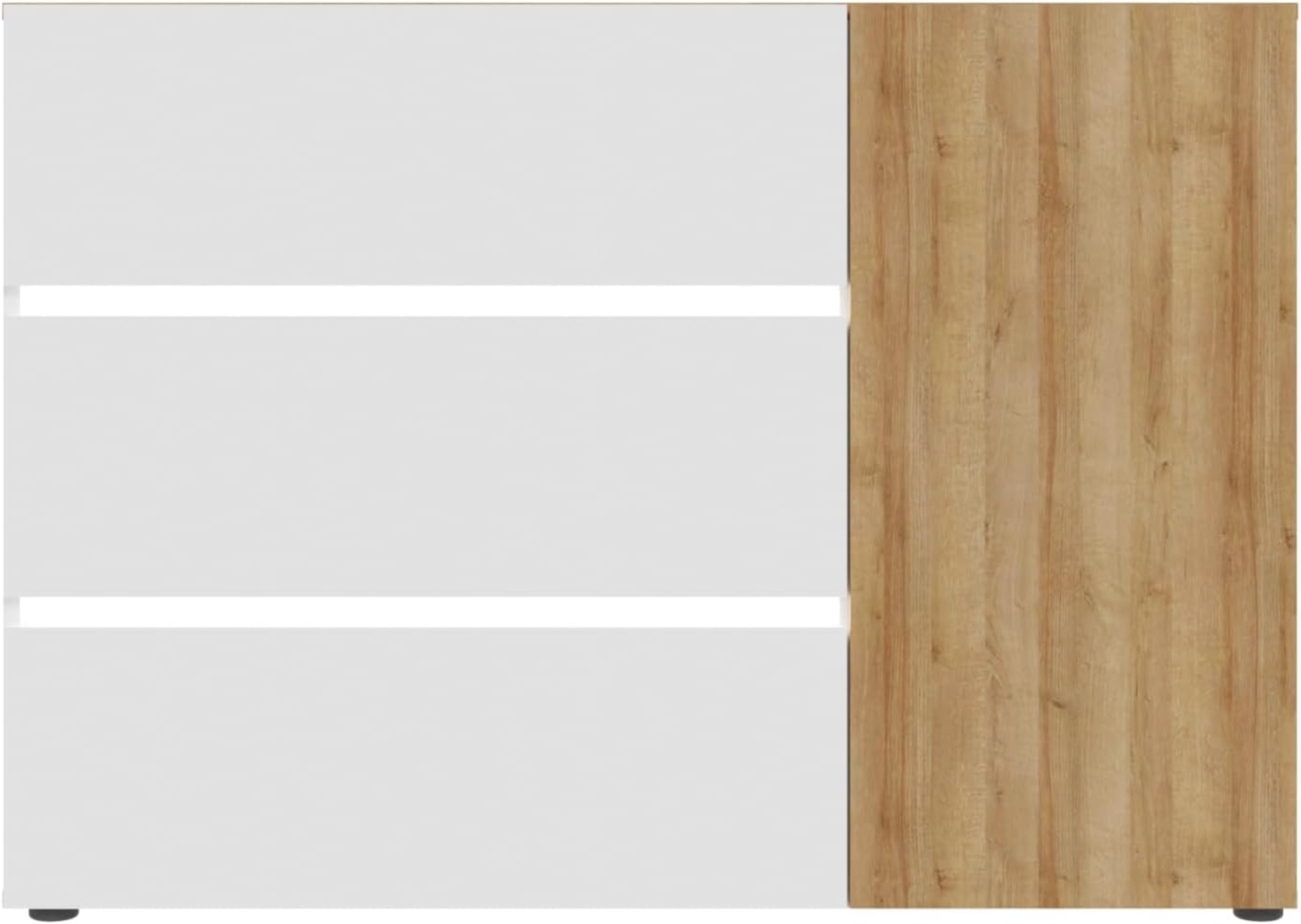 Forte LENYBELARDO Sideboard mit 3 Schubladen und 1 Tür, Holzwerkstoff, Riviera Eiche/Weiß Glanz, B x H x T: 114,9 x 81,7 x 41,1 cm Bild 1