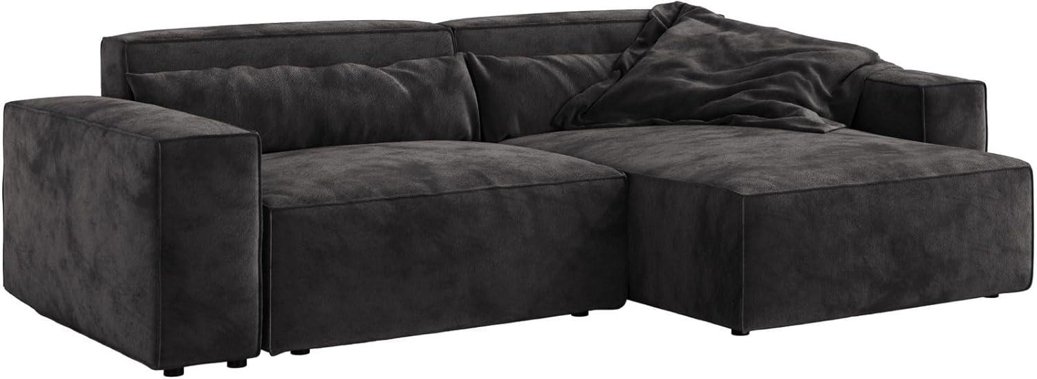 Ecksofa Sirpio L 260x160 cm Mikrofaser Schwarz Recamiere variabel Bild 1