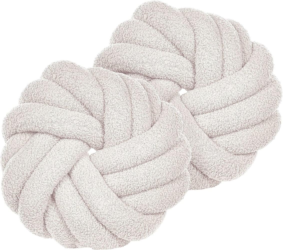 Kissen 2er Set Ohne Muster AKOLA Bouclé 31 x 31 cm Cremeweiß Bild 1