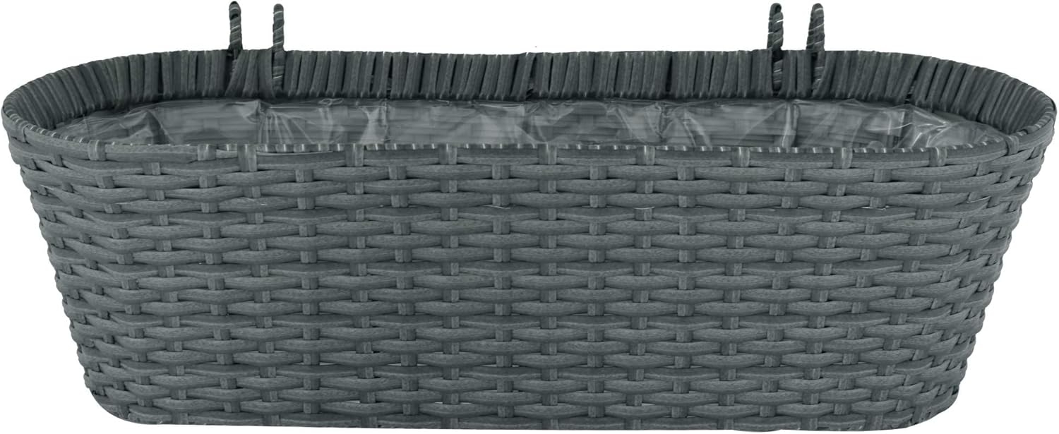 Kynast exklusiv Blumenkasten Rattan mit Halterung 613-401074 grau Bild 1