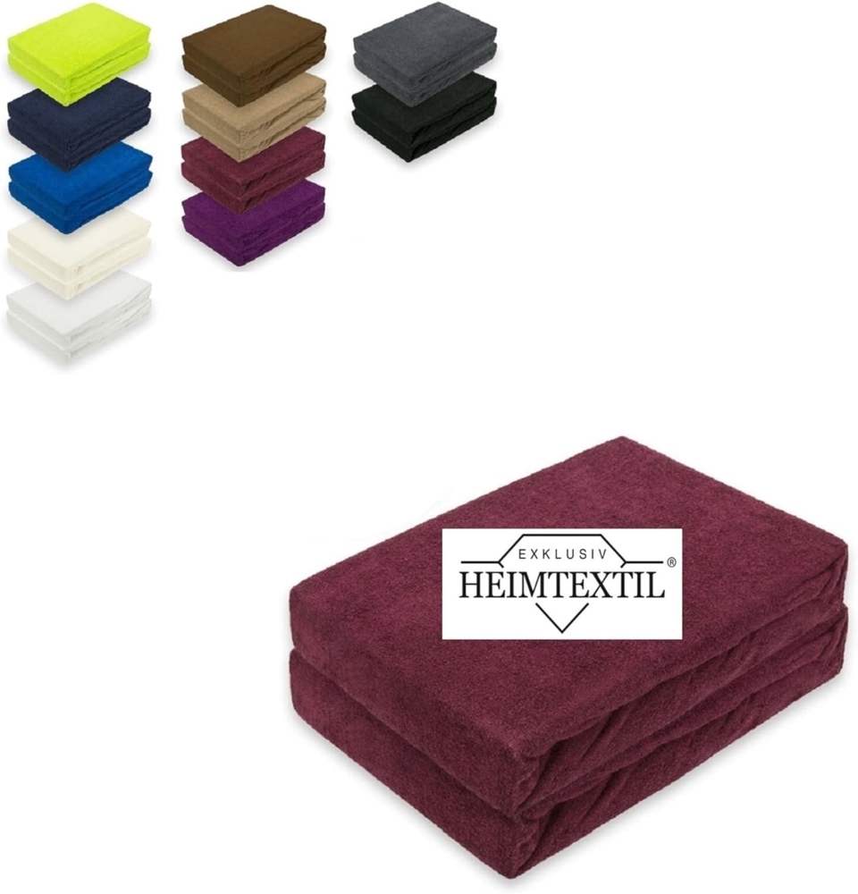 Doppelpack Frottee Spannbettlaken Premium Bordeaux 90 - 100 x 200 cm Bild 1