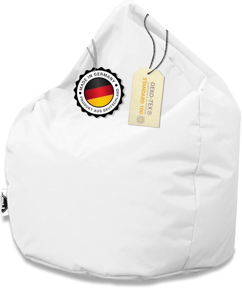 PATCH HOME Patchhome Sitzsack Tropfenform - Weiß für In & Outdoor XXL 420 Liter - mit Styropor Füllung in 25 versch. Farben und 3 Größen Bild 1