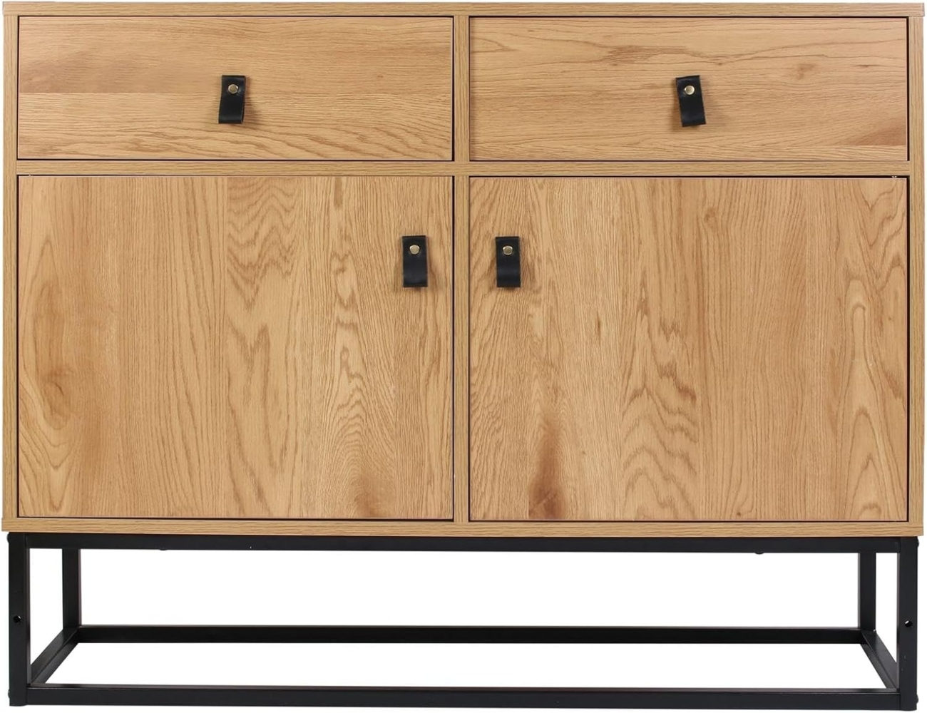 HOME DECO FACTORY Sideboard aus Holz und Metall, Abbott Möbel Bibliotheische Aufbewahrung, Holzwerkstoff, Natürliches Schwarz, 100. 00 x 29. 00 x 80. 00 Bild 1