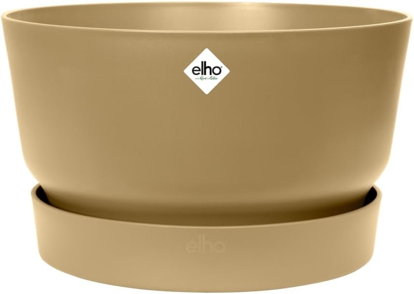 elho Greenville Schale 33 - Blumentopf für Außen - 100% recyceltem Plastik - Ø 32.5 x H 19.4 cm - Beige/Goldener Sand Bild 1
