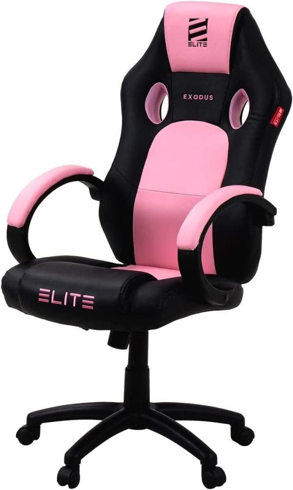 ELITE Gaming Stuhl MG100 EXODUS - Ergonomischer Bürostuhl - Schreibtischstuhl - Chefsessel - Sessel - Racing Gaming-Stuhl - Gamingstuhl - Drehstuhl - Chair - Kunstleder Sportsitz (Schwarz/Pink/Weiß) Bild 1