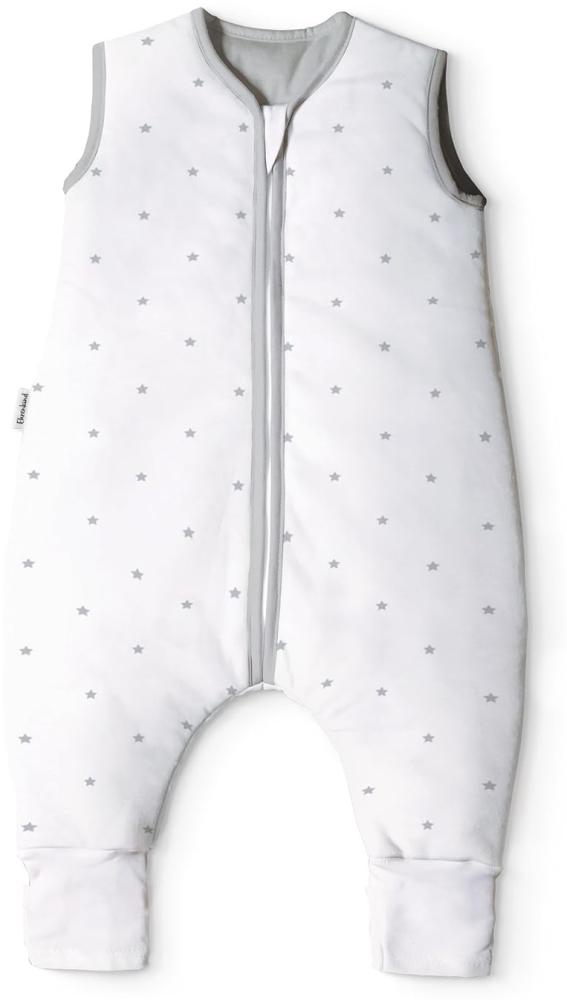 Ehrenkind® Babyschlafsack mit Beinen | Bio-Baumwolle | Ganzjahres Schlafsack Baby Gr. 80 Farbe Weiß mit grauen Sternen Bild 1