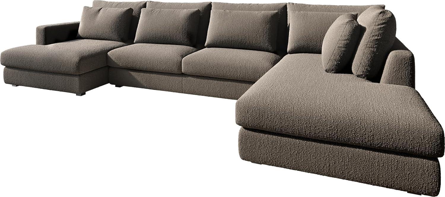 Wohnlandschaft Isla 430x225 cm Bouclé Schlamm Ottomane rechts Bild 1