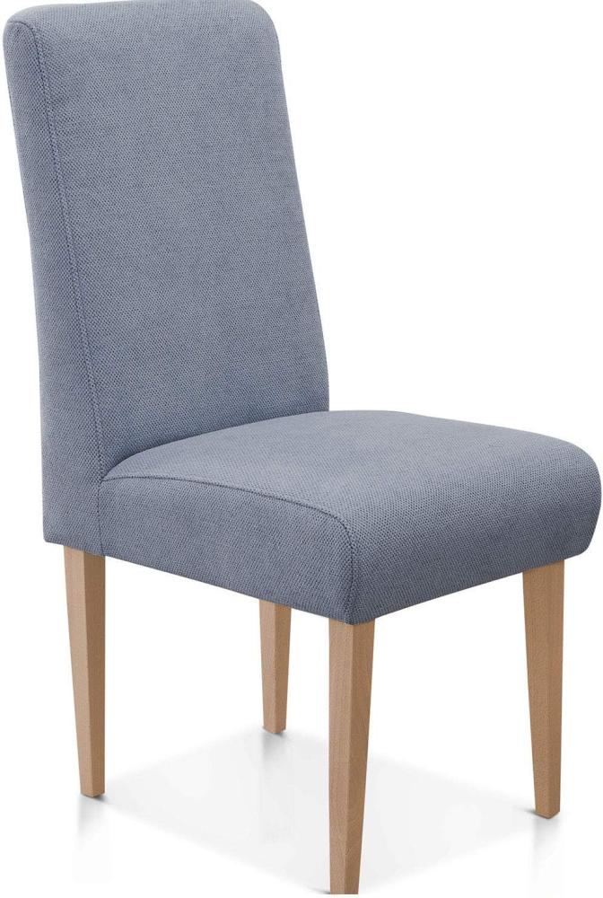 CAVADORE Esszimmerstuhl Malm / Polsterstuhl für Küche oder Esszimmer / Passend zur Küchengarnitur Malm / Leichte Fleckenentfernung dank Soft Clean / 48 x 103 x 62 / Flachgewebe: hellblau Bild 1