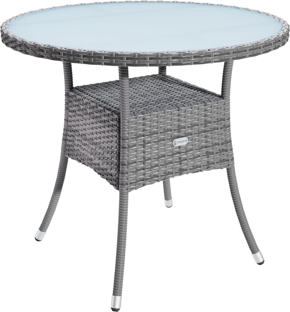 CASARIA® Polyrattan Balkontisch Beistelltisch Rund Ø 80cm Grau Bild 1