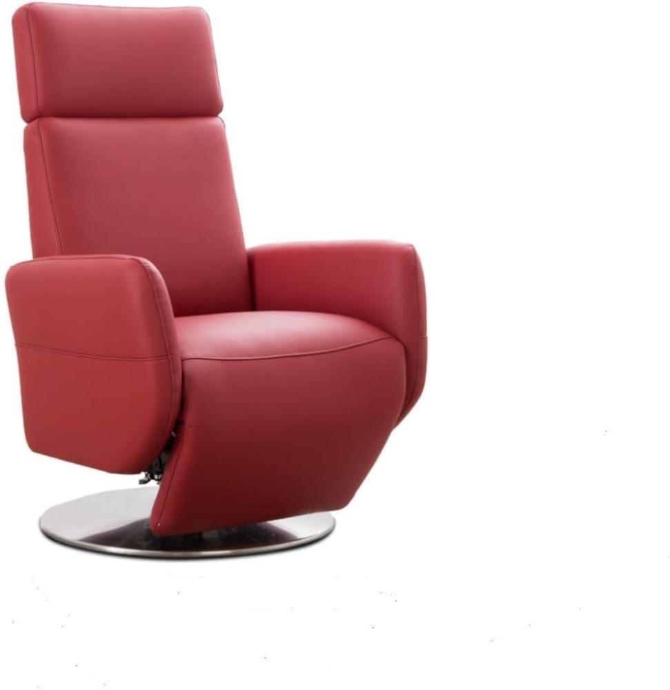 Cavadore TV-Sessel Cobra / Fernsehsessel mit Liegefunktion, Relaxfunktion / Stufenlos verstellbar / Ergonomie L / Belastbar bis 130 kg / 71 x 112 x 82 / Echtleder Rot Bild 1