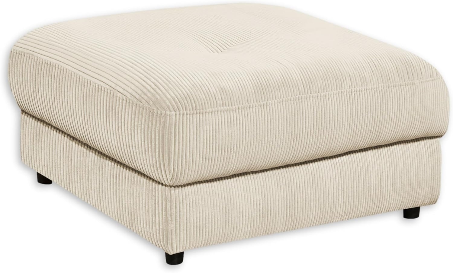 BARURA Fußhocker gepolstert in Cord-Optik, Cream - Bequemer Wohnzimmer Polsterhocker quadratisch - 84x43 х 84 cm (B/H/T) Bild 1