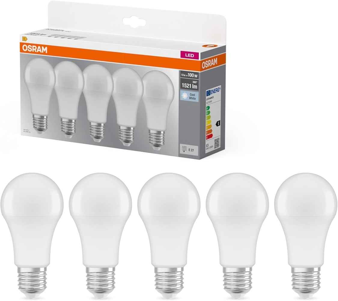 Osram LED-Lampe Base Classic A100 Kolbenform 13W 840, 4000K kaltweiß, E27, matt, 1521 lm, stoß- vibrationsfest Bild 1