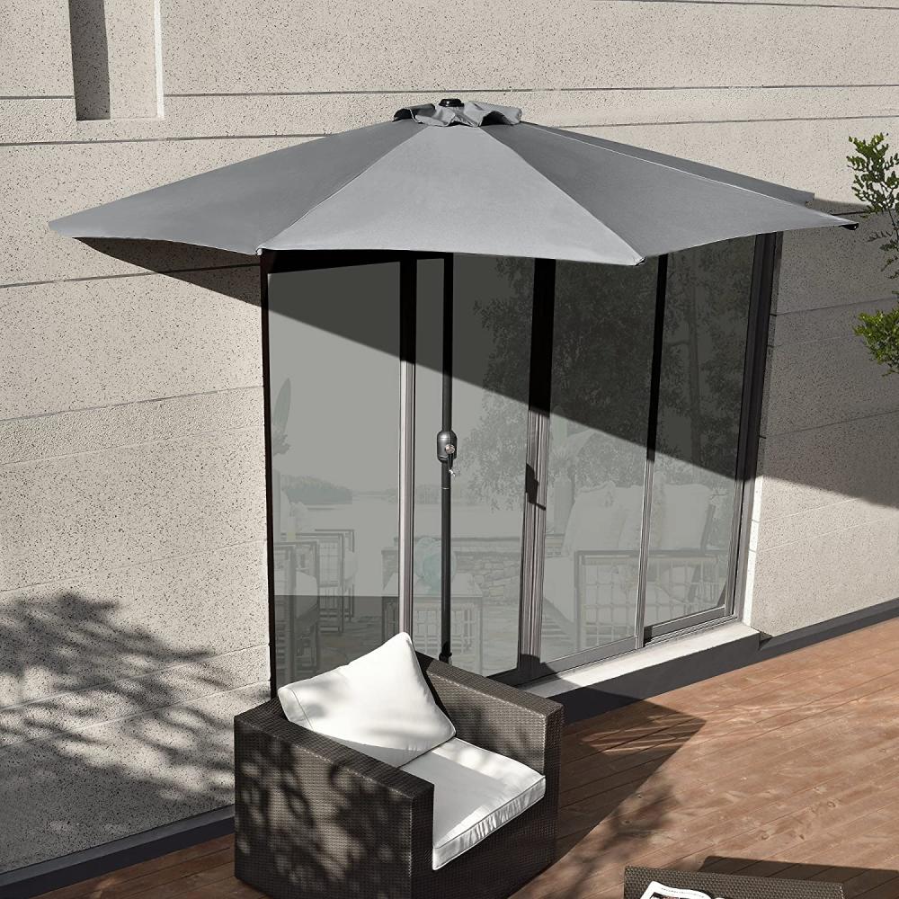 Halb-Sonnenschirm Eger Ø300 Halbrund Grau [casa. pro] Bild 1