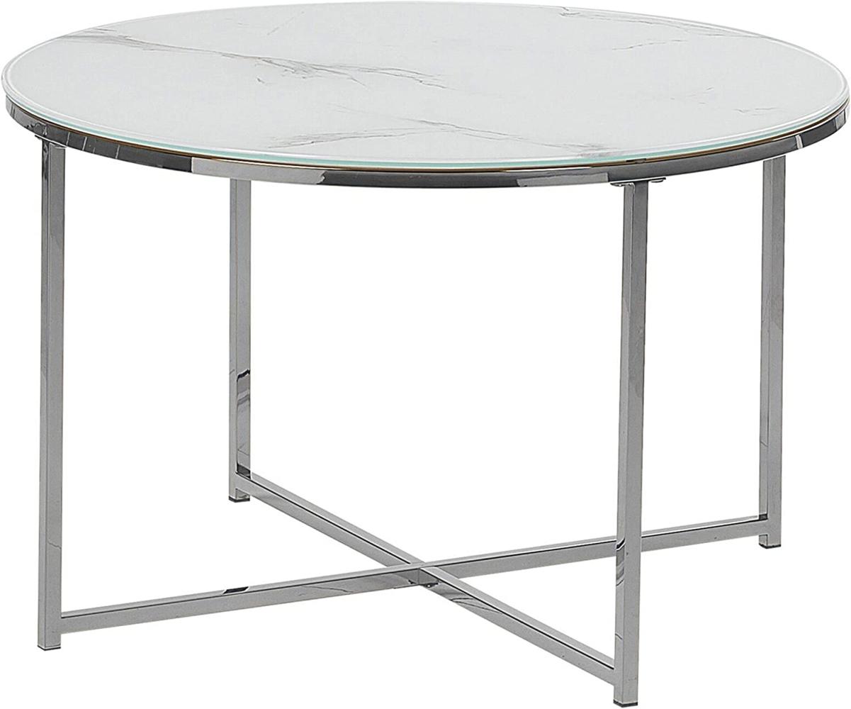 Couchtisch weiß / silber Marmor Optik ⌀ 70cm QUINCY Bild 1