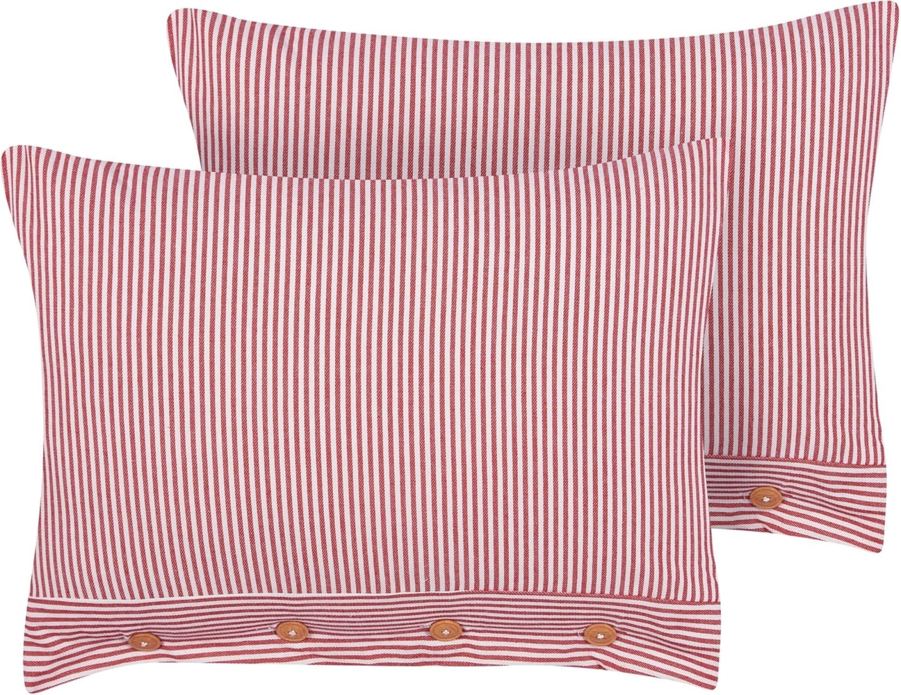 Kissen 2er Set AALITA Baumwolle 40 x 60 cm Streifen Rot Bild 1