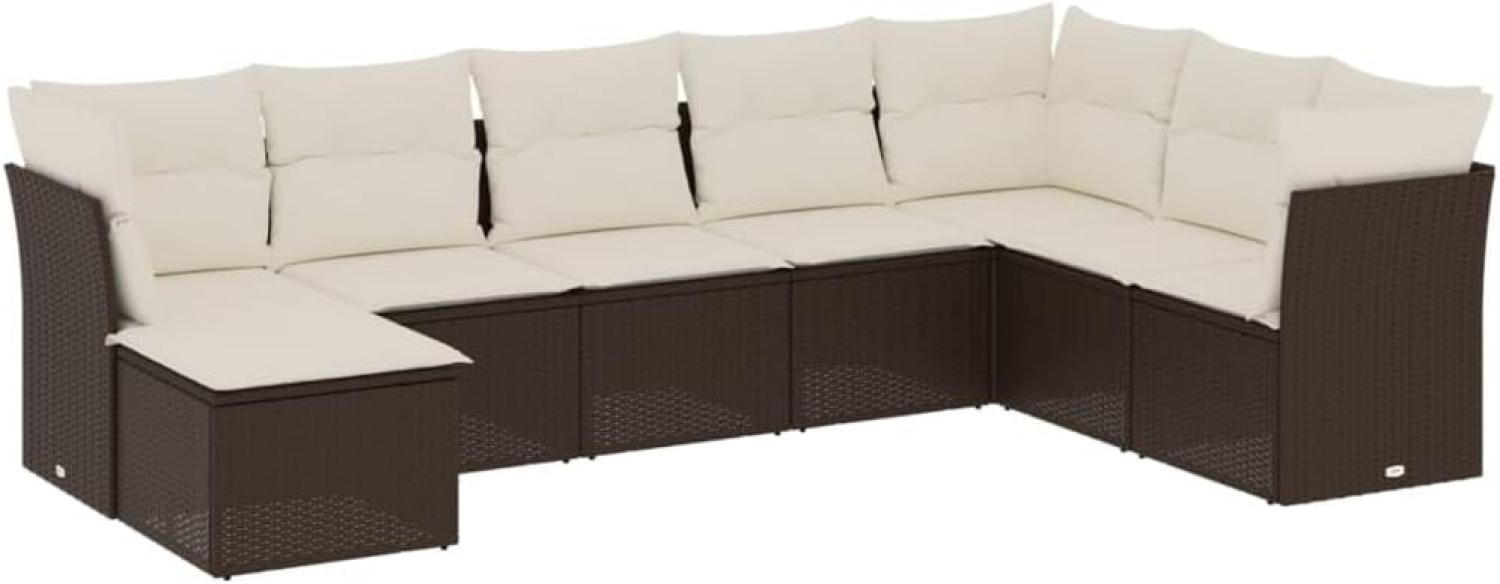 vidaXL 8-tlg. Garten-Sofagarnitur mit Kissen Braun Poly Rattan 3249892 Bild 1