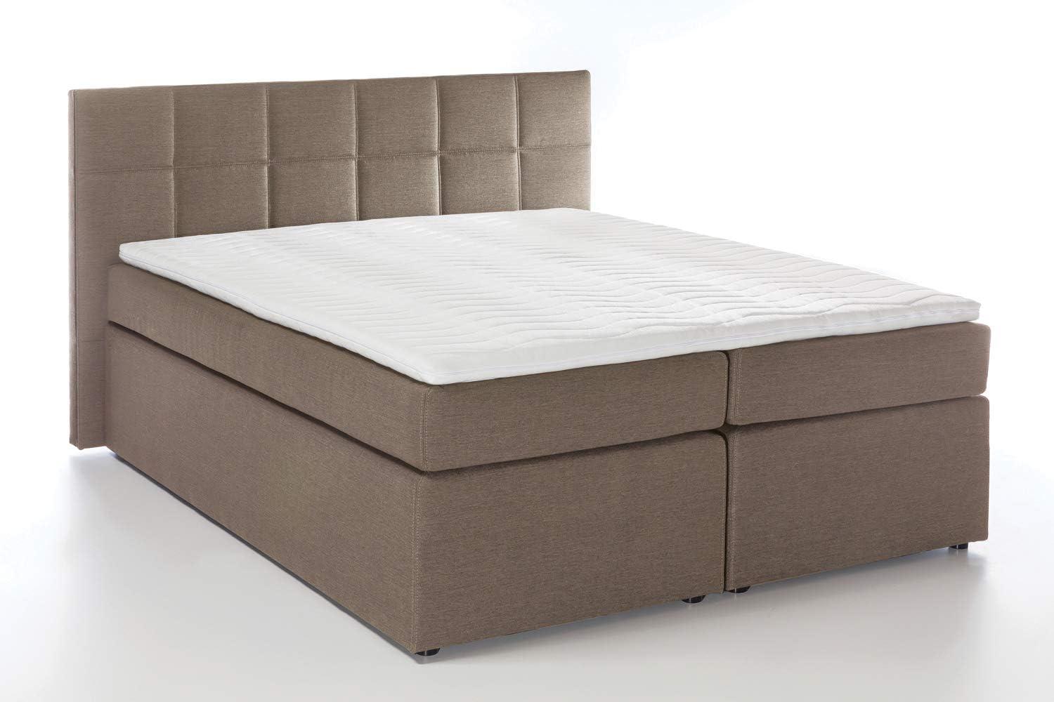 Möbelfreude Boxspringbett Bea, gesteppt, 7-Zonen Taschenfederkern, Visco Topper Polsterbett, Beige/Grau H2, 90x200cm Bild 1