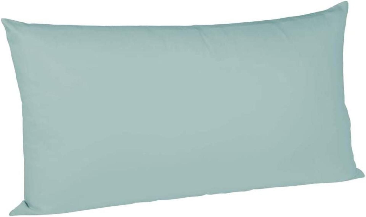 2 Stück Fleuresse Mako-Satin Kissenbezüge 40x80 cm uni mit RV DP 6078 aqua Bild 1