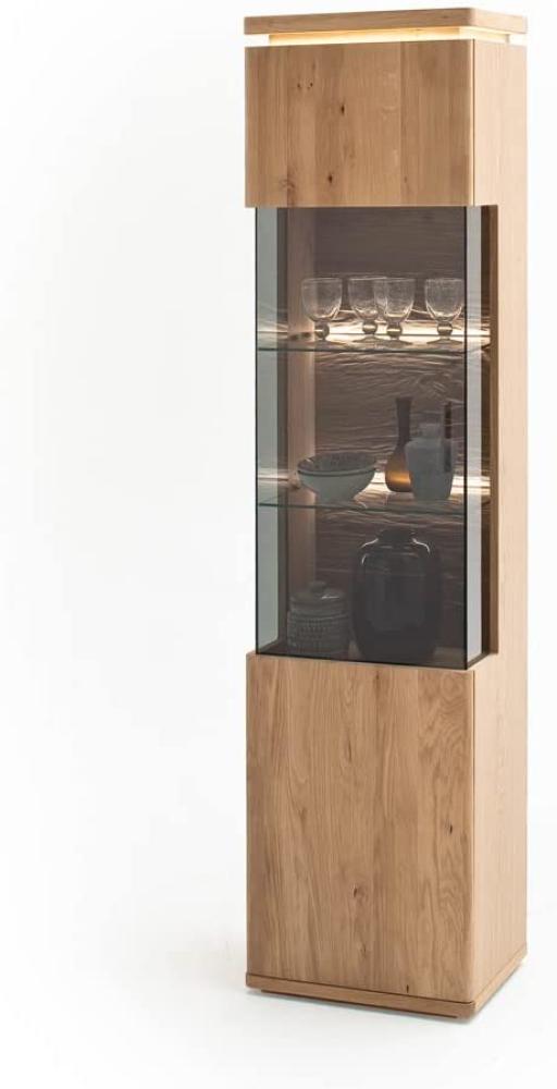 Vitrine Burgos 10 Balkeneiche Bianco teilmassiv 50x204x37 cm LED mit Rückwandbeleuchtung Bild 1