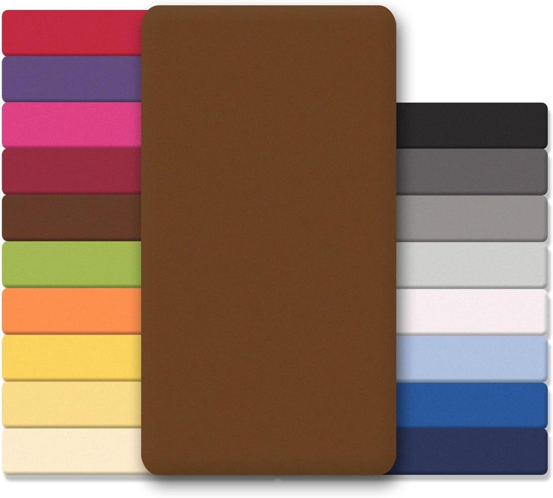 CelinaTex Jersey Spannbettlaken Lucina Doppelpack 90x200-100x200cm Schoko braun 100% Baumwolle gekämmt bis 26cm Matratzenhöhe Oeko-TEX Bild 1