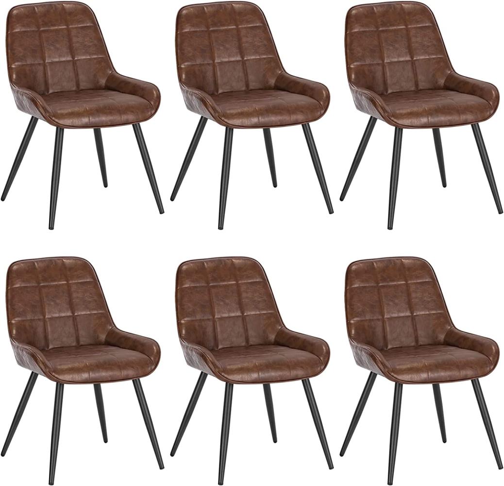 WOLTU Esszimmerstühle 6er Set, Polsterstuhl Kunstleder, Küchenstuhl gepolstert, Akzentstuhl für Wohnzimmer Schlafzimmer Küche, ergonomischer Stuhl mit Rückenlehne, Braun, BH332br-6 Bild 1