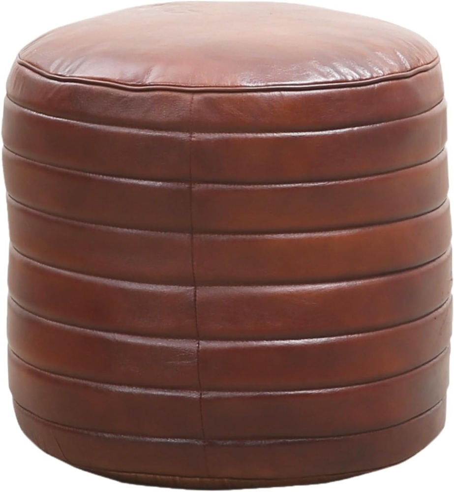 Marrakesch Orient & Mediterran Interior Hocker Vintage Pouf Sitzkissen aus Leder Janeiro rund (1 St), Handarbeit Bild 1
