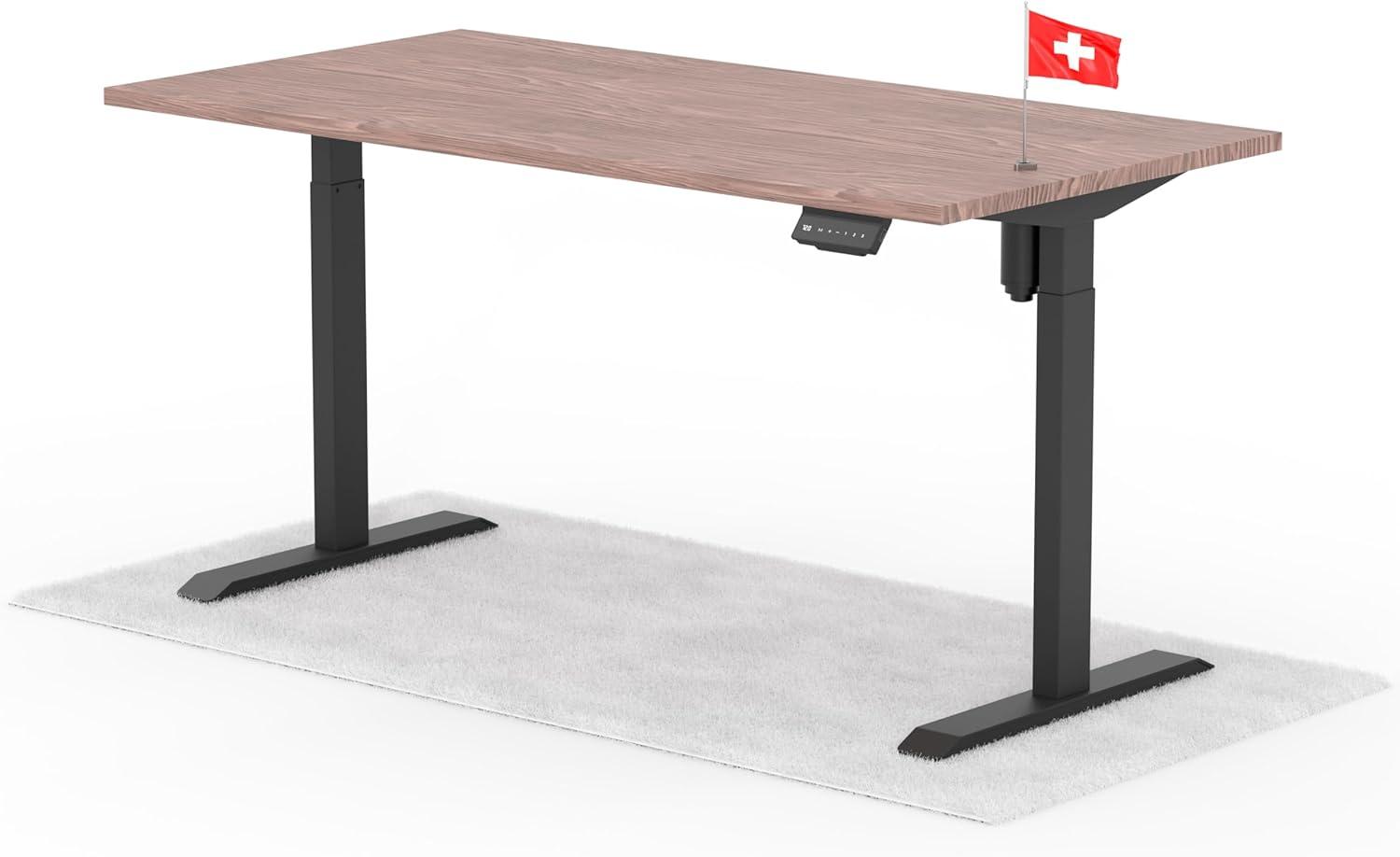 elektrisch höhenverstellbarer Schreibtisch ECO 160 x 80 cm - Gestell Schwarz, Platte Walnuss Bild 1