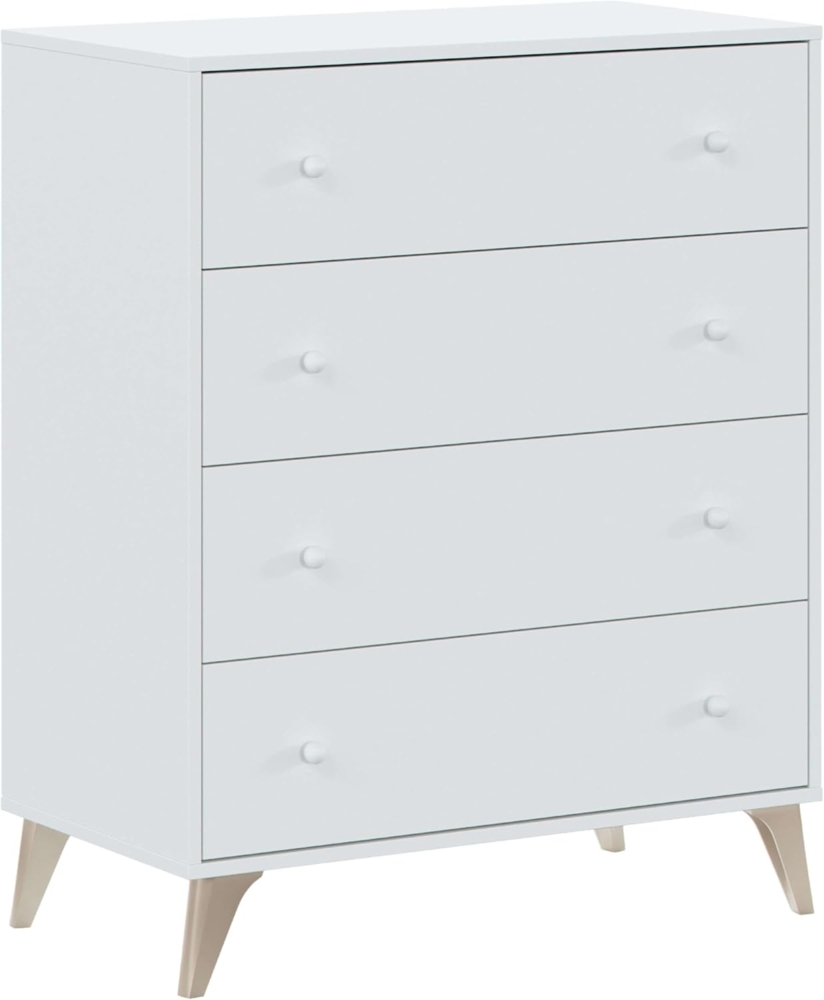 Habitdesign 007804A - Kommode mit 4 Schubladen, Sinfonier, Sweet, Artik White Farbe, Maße: 77,5 cm (Länge) x 40 cm (Tiefe) x 95 cm (Höhe) Bild 1
