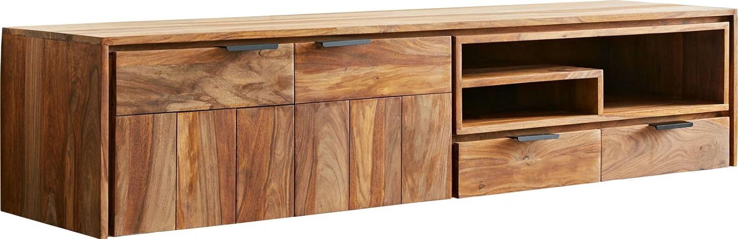 Lowboard Nook 175 cm Sheesham Natur 2 Türen 2 Schübe schwebend Bild 1