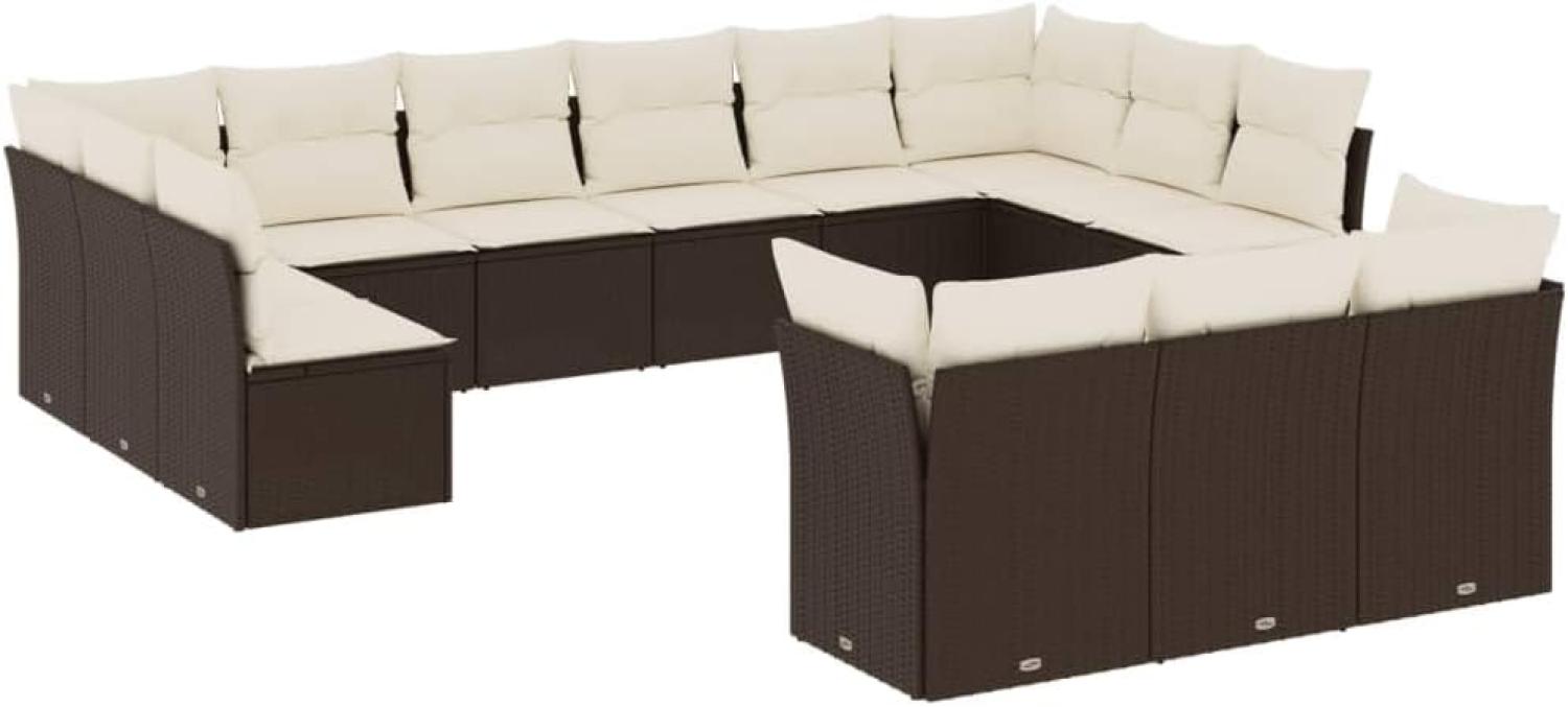 vidaXL 13-tlg. Garten-Sofagarnitur mit Kissen Braun Poly Rattan 3250292 Bild 1